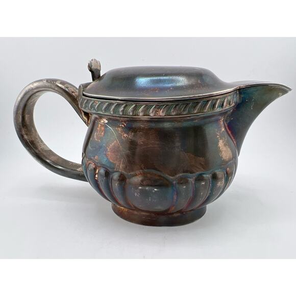 Silver Plated Creamer Scalloped Vintage Patina Barton - Picture 3 of 10